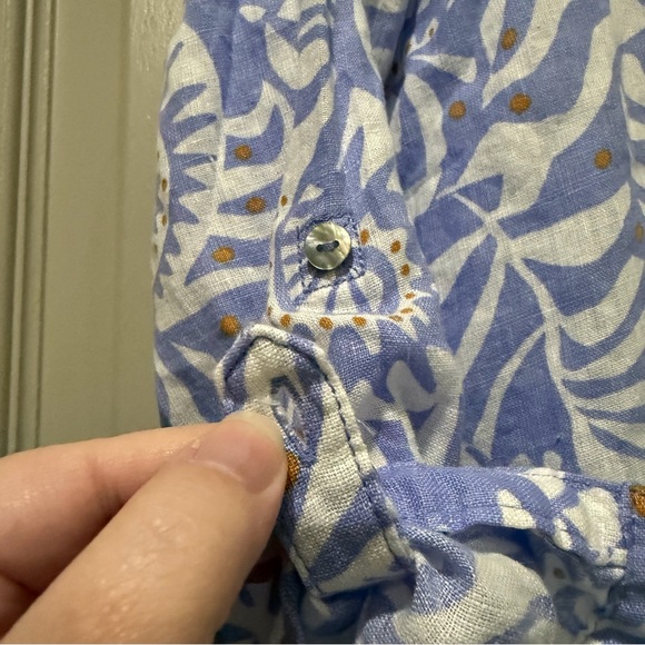 Nicole Miller Medium European Flax 100% Linen Lavender Periwinkle Button Down B7 - Picture 5 of 5